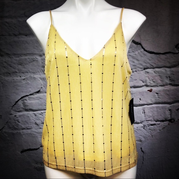 Sweet Rain Tops - Sweet Rain tank top v-neck yellow metallic Medium